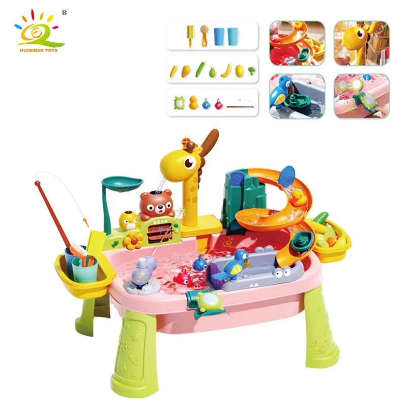Children's kitchen toys electric fun water play water wash basin fishing dishwashing home role-playing baby early education toys