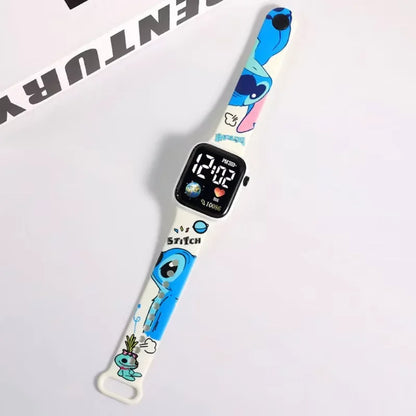 New Stitch cartoon color printed student LED electronic watch fashionable printed square Y1 button electronic watch