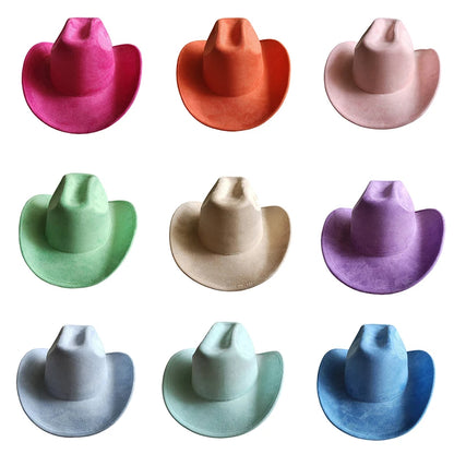 Classic Suede Leather 7.5CM Western Cowboy Women's Fedora Hat Men's Church Jazz Hat Fashion Travel Party Hat Denim Hat 2025