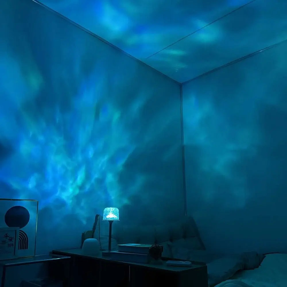 High Footed LED Atmosphere Desk Lamp Water Ripple Touch/Remote Control Projection Night Light Non-slip Bottom Romantic