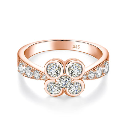 0.9CT Moissanite Ring for Women D VVS1 Round Diamond Double Halo Ring Engagement Christmas 925 Sterling Silver Wedding