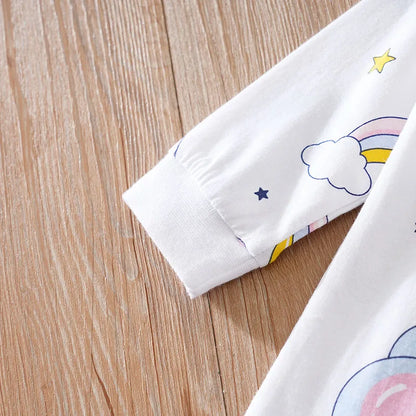 Body bébé confortable à manches longues en coton pour garçons et filles, imprimé éléphant arc-en-ciel, mignon, printemps et automne