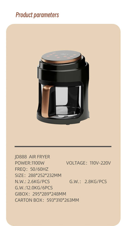 Air Fryer Visual Oil-free Electric Fryer Multi-functional Automatic Household 360°Baking LED Touchscreen Oil Air Fri