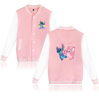 Veste de baseball Lilo Stitchou pour hommes et femmes, style hip-hop, Harajuku, streetwear, pour enfants, garçons et filles, manteaux amples pour l'université