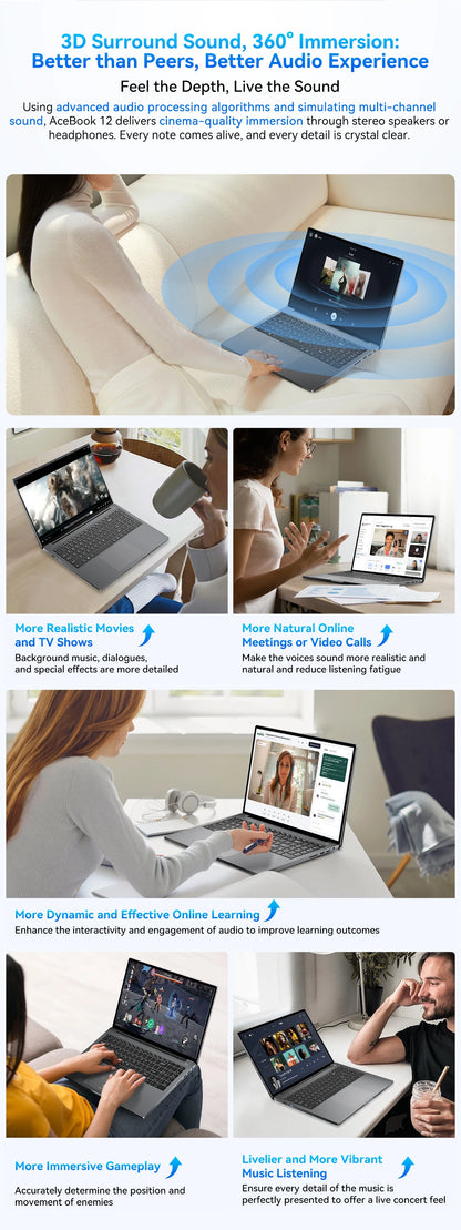 Ordinateur portable Blackview AceBook 12 Win 11 16'' FHD IPS, Intel I5-1030NG7, 16 Go de RAM, 512 Go de SSD, bouton d'alimentation 2 en 1 avec empreinte numérique