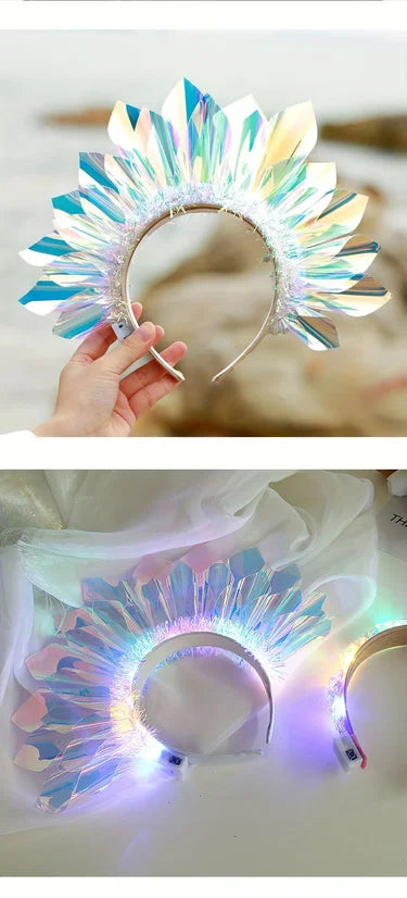 Bandeau de film lumineux créatif accessoires de décoration d'ambiance de fête d'Halloween de Noël bandeau bandeau à paillettes coloré créatif