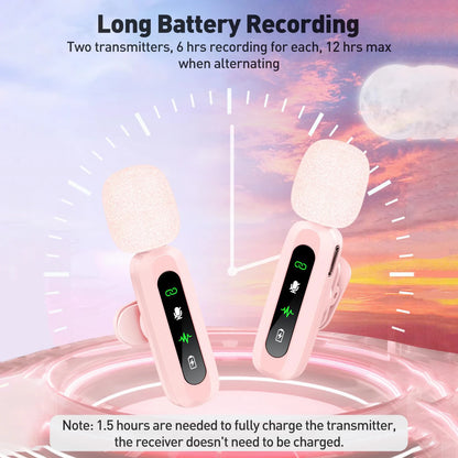 Microphone Lavalier sans fil pour iPhone Android PC enregistrement Audio vidéo suppression du bruit micros à clipser pour Tiktok en direct YouTube