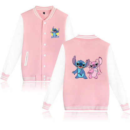 Veste de baseball Lilo Stitchou pour hommes et femmes, style hip-hop, Harajuku, streetwear, pour enfants, garçons et filles, manteaux amples pour l'université