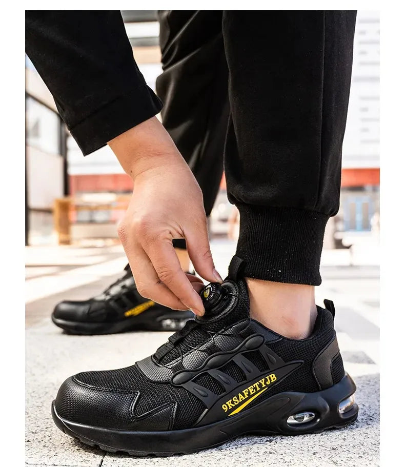 YIZHONCO Autumn Safety Shoes BOA Men Sneakers Steel Toe Cap Shoe Work Shoes Puncture-Proof Work Safety Shoes Boots