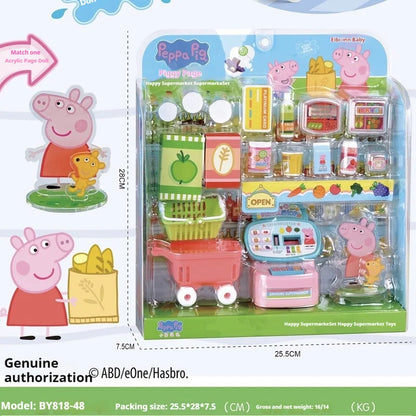 Peppa Pig Home Toys Blind Box Cartoon Baby Chechere Toy Vegetable Kitchen Shopping Series Child Set Shoulder Bag Holiday Gift