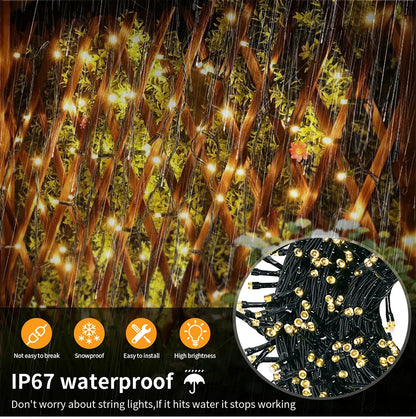 Energy Saving LED Outdoor Garden String Lights 10M 20M 30M 50M 100M Solar/EU/US Plug Charging LED Christmas Lawn Luminous Lamp