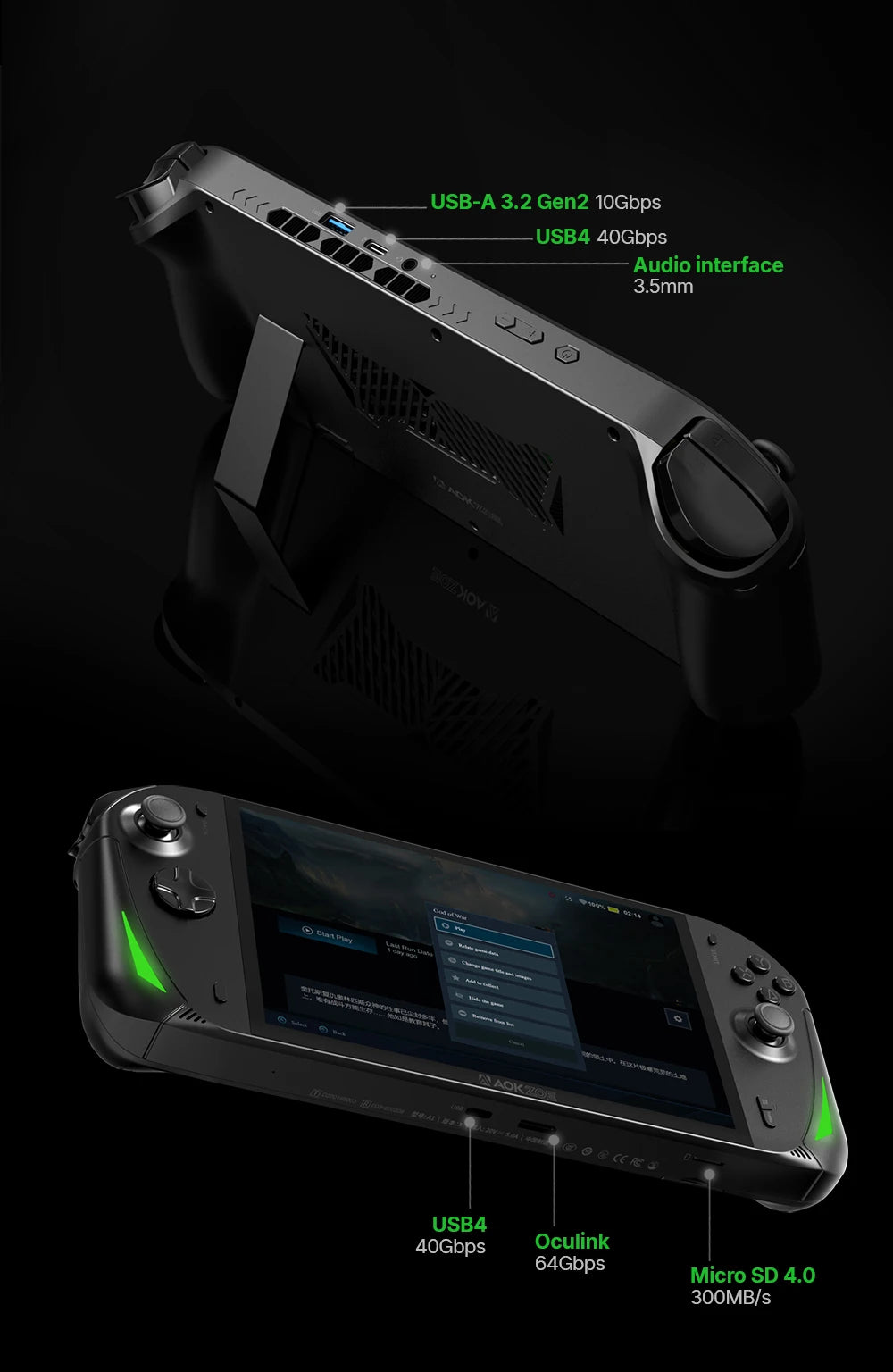 AOKZOE A1X AMD AI 9 HX 370 PC Game Console 8 Inch Native Landscape Screen Windows Handheld Laptops VRR 72.7Wh For Steam 3A Game