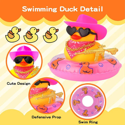 Cowboy Hat Rubber Ducks Toys Office Car Decoration Cute Summer Duck Duckling for Birthday Party Supplies Gifts for Friends Kids