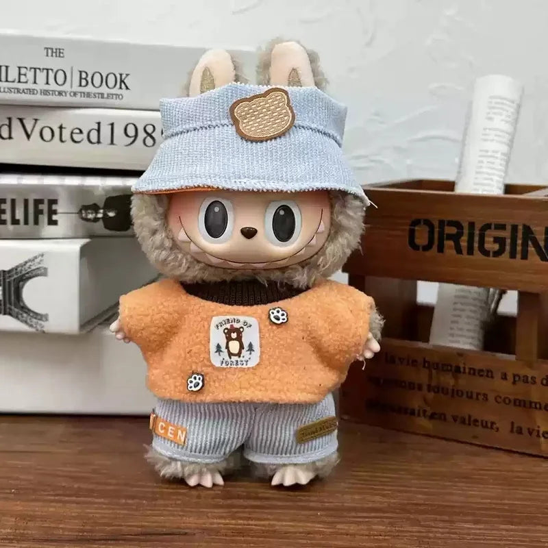 17cm Labubu  Mini Plush Toy Multiple Styles Clothing Set Labubu Outfit Accessories Trendy Play Clothing Labubu Clothes Gift