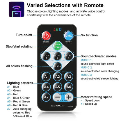 RGB LED Stage Disco Light Rotating DJ Ball Strobe Remote Sound Control Dj lights Karaoke Wedding Party Bar Club Laser Show Lamp