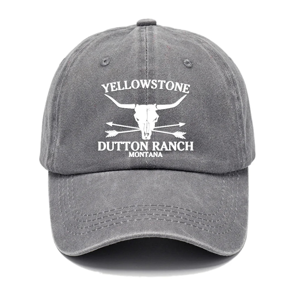 Chapeau de cowboy occidental rétro - YELLOWSTONE DUTTON Ranch casquette de baseball imprimée tête de vache brodée pour hommes et femmes