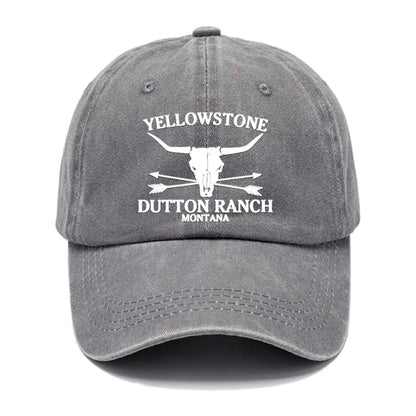 Chapeau de cowboy occidental rétro - YELLOWSTONE DUTTON Ranch casquette de baseball imprimée tête de vache brodée pour hommes et femmes