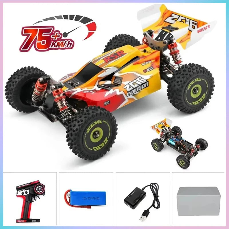 WLtoys 124016 124017 V8 75 km/h Voiture télécommandée électrique 4x4 sans balais haute vitesse tout-terrain Drift pour adultes
