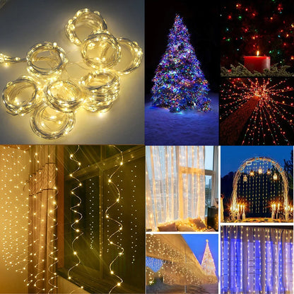 Guirlande lumineuse rideau féerique LED USB, pour nouvel an, fête de noël, mariage, anniversaire, chambre à coucher, Ramadan, pâques, décoration de la maison