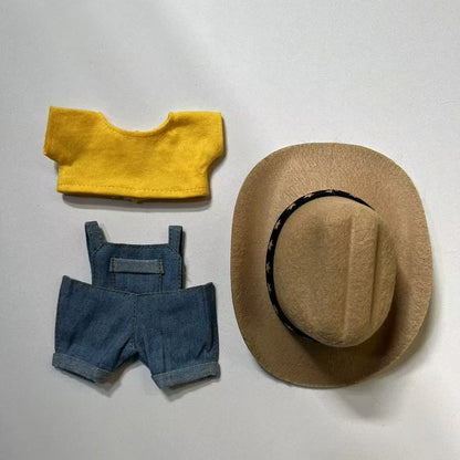 Tenue de poupée Labubu de 15 à 17 cm - Ensemble de vêtements style cowboy avec chapeau et accessoires | Accessoires Labubu | Labubu