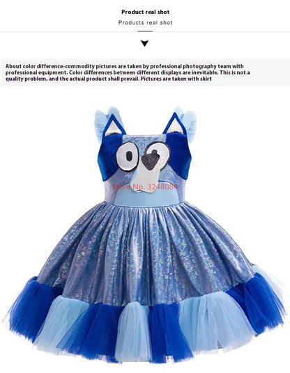 Robe d'été à bretelles pour fille, motif animé Bluey, mignonne, pour fête d'anniversaire, soirée, princesse, cadeau surprise
