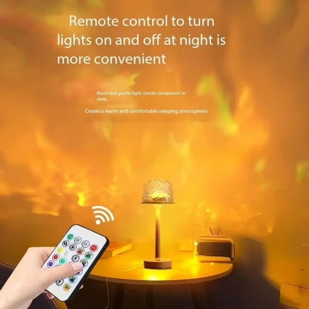 High Footed LED Atmosphere Desk Lamp Water Ripple Touch/Remote Control Projection Night Light Non-slip Bottom Romantic