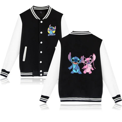 Veste de baseball Lilo Stitchou pour hommes et femmes, style hip-hop, Harajuku, streetwear, pour enfants, garçons et filles, manteaux amples pour l'université