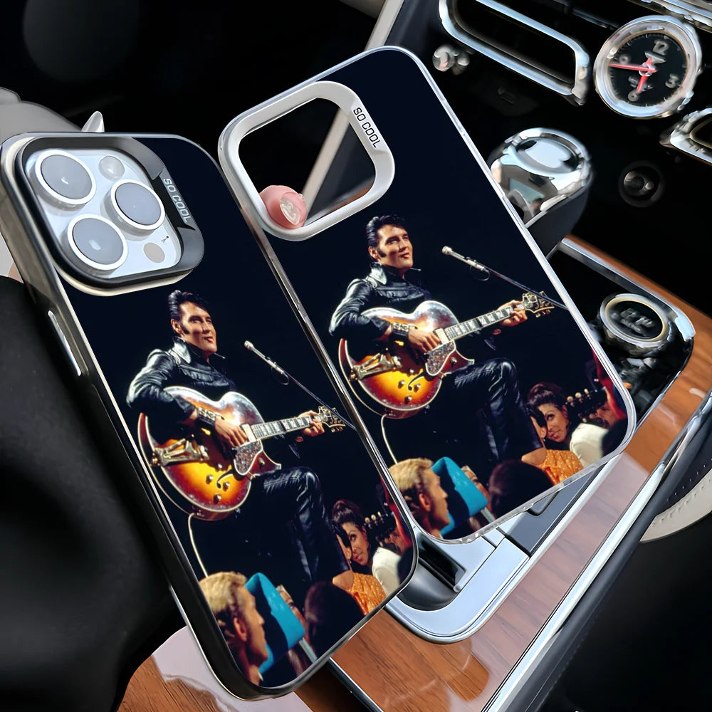 Epc Super Cool E-Elvis Presley Phone Case IMD Phone Case For IPhone 16 15 14 13 12 11 Pro Max Plus Color Silver Cover
