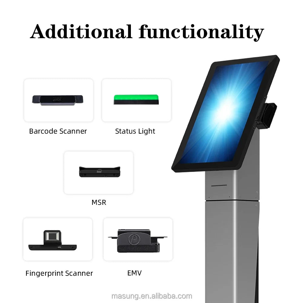 MASUNG MS-S11 système de commande de kiosque en libre-Service tout en un support de sol POS kiosques de commande de nourriture kiosque de paiement en libre-service