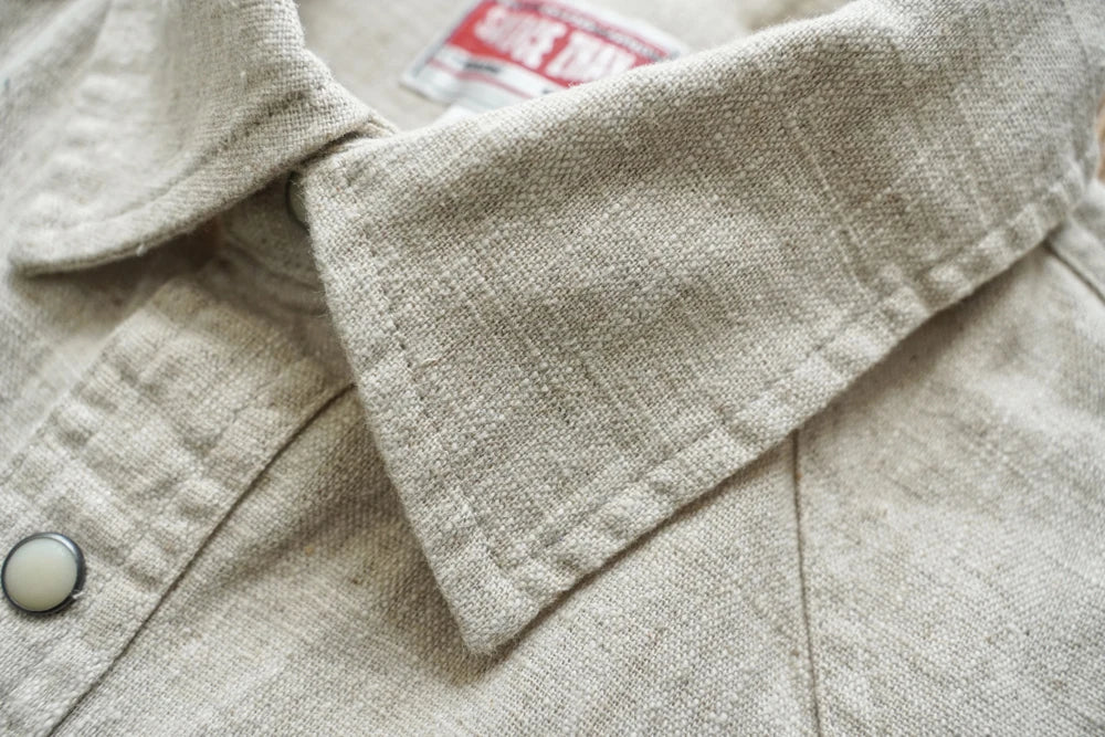 Western Sle Linen irt Men's Casual Long Sve Pure Color Loose Fit Classic Collar Button down Trendy Khaki irt