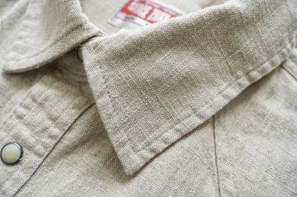 Western Sle Linen irt Men's Casual Long Sve Pure Color Loose Fit Classic Collar Button down Trendy Khaki irt