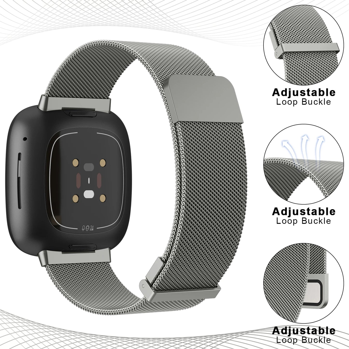 Metal Magnetic Strap For Fitbit Versa 3 4 Watchband Bracelet Wristband For Fitbit Versa Sense/sense 2 Milanese Replacement Strap