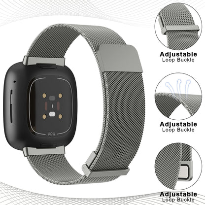 Bracelet magnétique en métal pour Fitbit Versa 3/4, bracelet de rechange milanais pour Fitbit Versa Sense/Sense 2