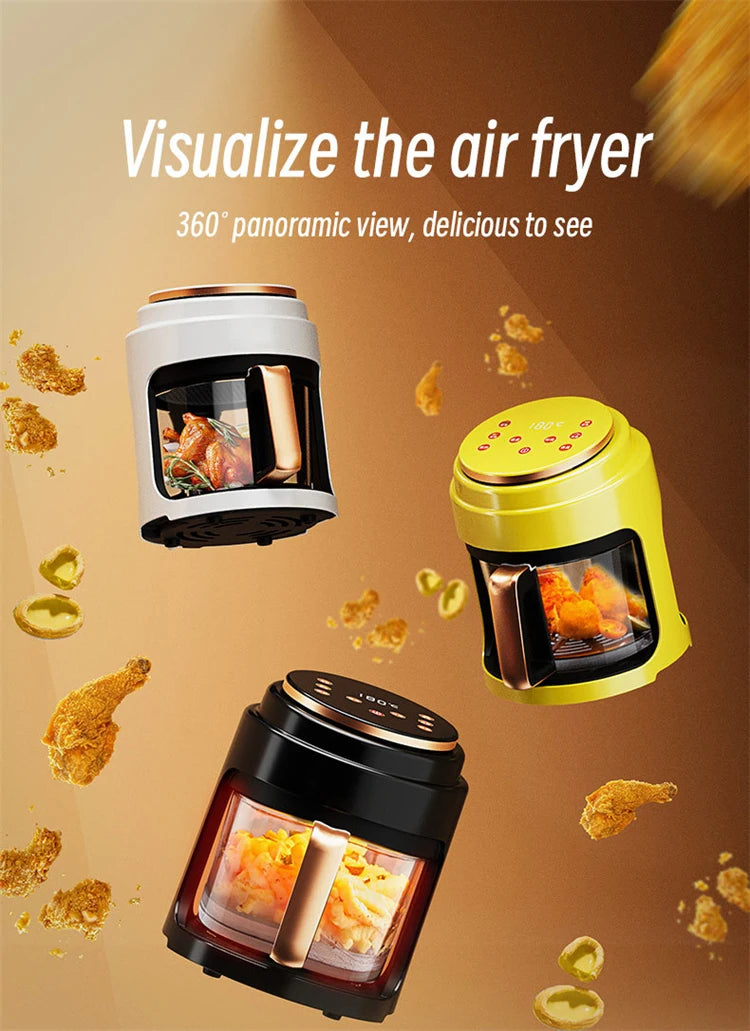 Air Fryer Visual Oil-free Electric Fryer Multi-functional Automatic Household 360°Baking LED Touchscreen Oil Air Fri