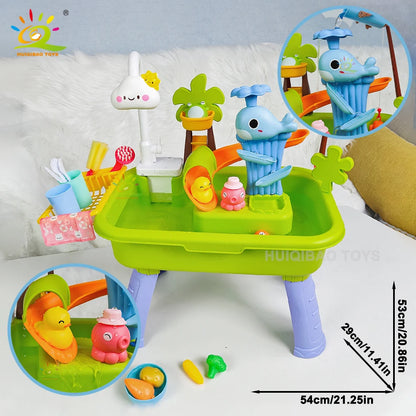 Children's kitchen toys electric fun water play water wash basin fishing dishwashing home role-playing baby early education toys