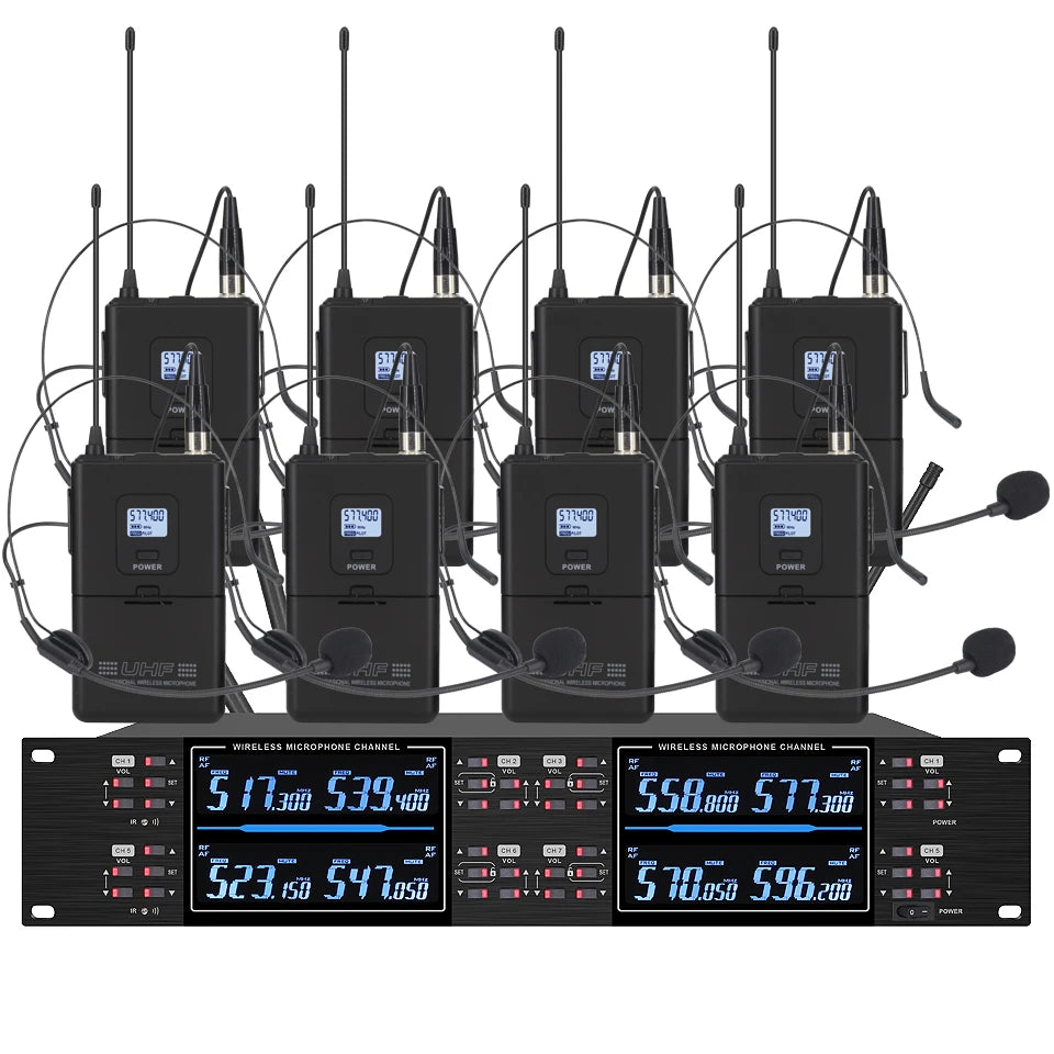 KATELEIYU UHF High end karaoke stage performance, wedding family KTV, party professional 8-channel wireless microphone system