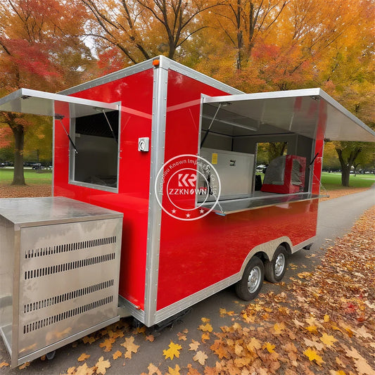 Outdoor Mobile Catering Trailer Fully Equipped Taco Pizza Ice Cream Cart Fast Food Truck Trailer With Full Kitchen