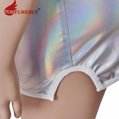 Austin Powers Elizabeth Hurley Cosplay Costume Sexy Femme Vanessa Kensington Argent Bretelles Dos Nu Slim Mini Robe pour Halloween