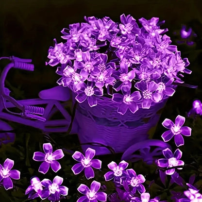 Purple Cherry Blossom Halloween Decorative Solar String Light Outdoor Waterproof Atmosphere Fairy flower Garden Lamp