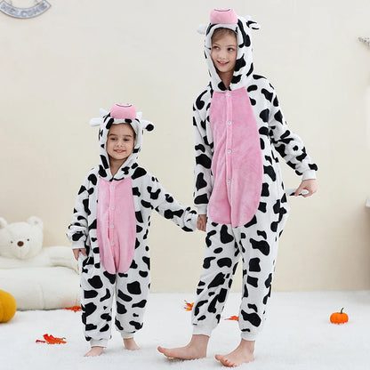 Pyjama en flanelle de carnaval pour enfants, combinaison, combinaison, dessin animé, vêtements d'hiver, Halloween, pour garçons et filles, famille