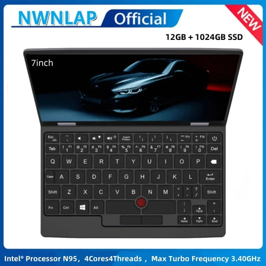 7 inch Pocket Laptop N95 Notebook Touch Screen Portable Netbook Win 11 Pro 16GB+1TB Mini PC Micro Computer Bluetooth 4.2