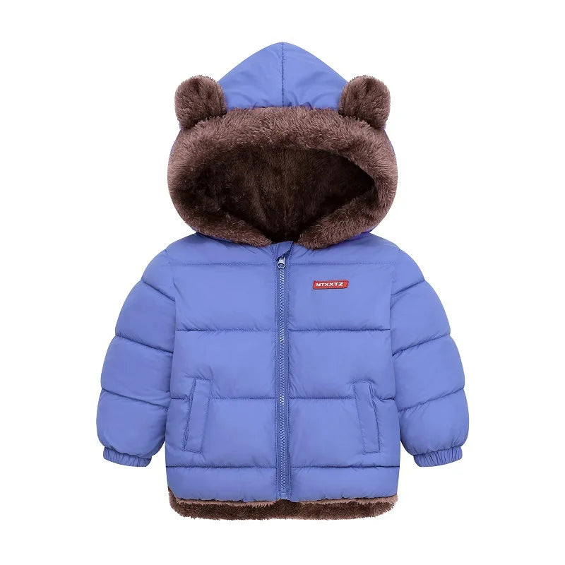 -30℃ Winter Lamb Wool Jackets Baby Girls Plus Velvet Thick Coats Children Hooded Cold Weather Outwear Boys Cotton Clothes 1-6Y