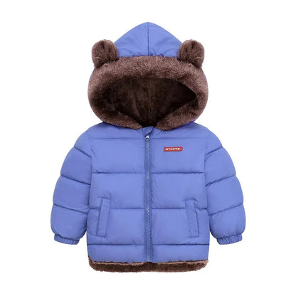-30℃ Winter Lamb Wool Jackets Baby Girls Plus Velvet Thick Coats Children Hooded Cold Weather Outwear Boys Cotton Clothes 1-6Y