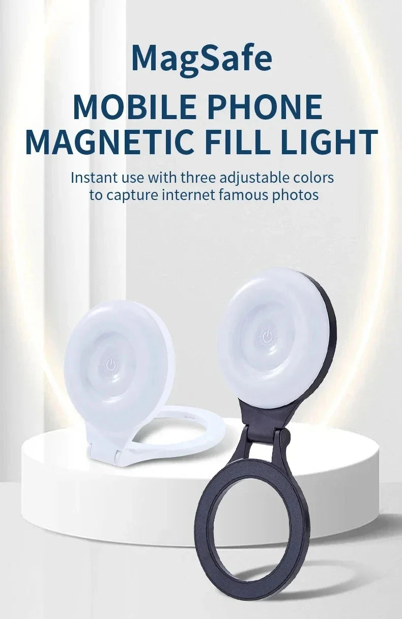 Lampe LED magnétique de poche pour Selfie, pour IPhone, IPad, téléphone portable, ordinateur portable, remplissage Flash, vidéo, Photo, lampe de photographie