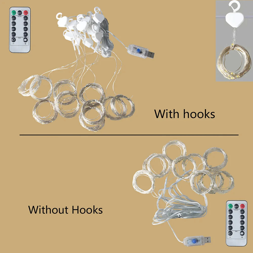 Guirlande lumineuse rideau féerique LED USB, pour nouvel an, fête de noël, mariage, anniversaire, chambre à coucher, Ramadan, pâques, décoration de la maison