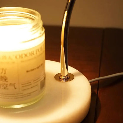 Lampe de bureau à bougie d'aromathérapie avec diffuseur d'arômes en marbre, minuterie d'éclairage à heure fixe, éclairage d'ambiance d'aromathérapie
