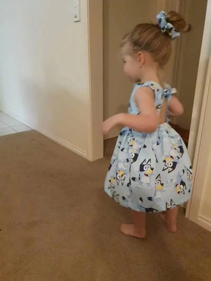 Robe d'été sans manches pour filles, motif animé, mignonne, imprimée, nœud, princesse, cadeau d'anniversaire, 90-130 cm