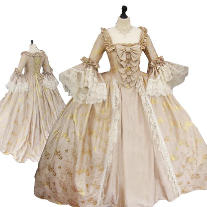 Robe de Bal Baroque - Robe Princesse Historique - Robe Versailles - Style Marie-Antoinette en satin géorgien pour adulte, robe de soirée victorienne pour femme