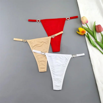 3PCS Rhinestone Strap G-String