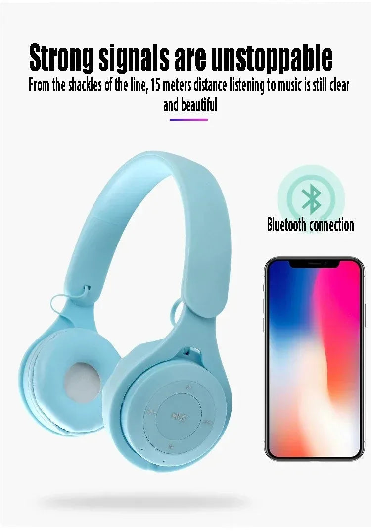 Y08 Macaron Wireless Bluetooth Headphones With Microphone Wired Earphones Gaming Headset Gamer Mp3 Players Choice Kids Gifts